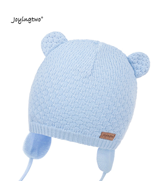Joyingtwo Soft Warm Knit Wool Cute Bear Baby Beanie Hat Ear Flap Blue