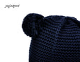 Joyingtwo Warm Knit Cotton Adorable Baby Infant Beanie Hat with Ear Flap Pom-Pom Navy blue
