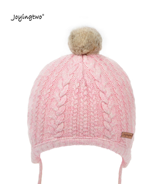 Joyingtwo Baby Boys Girls Fleece Lined Knit Kids Hat with Earflap Winter Hat Pink